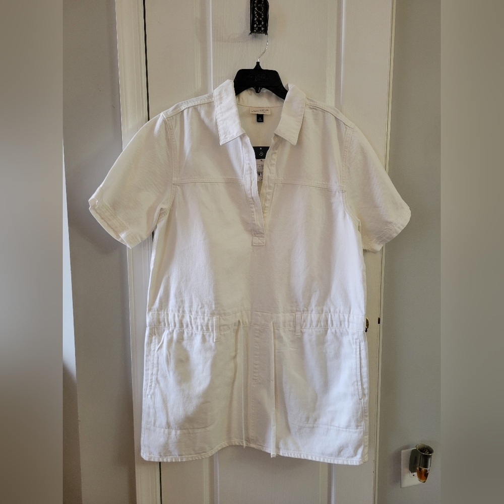 NWT Universal Thread White Denim Short Sleeve Drop Waist Mini Dress Size XL - Picture 5 of 16